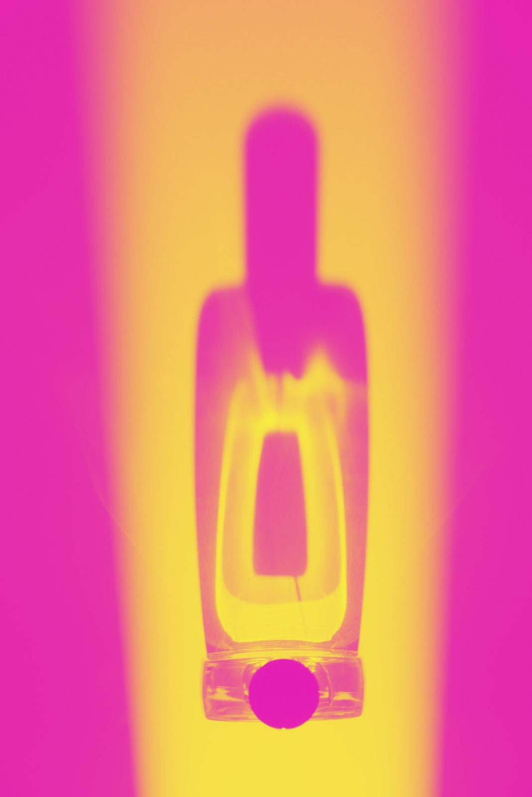 Ombre du flacon de parfum avec des tons jaunes et roses
